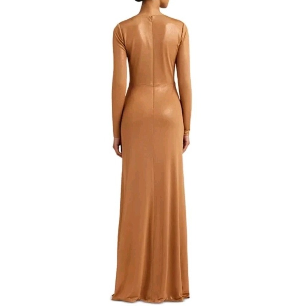 Lauren Ralph Lauren Women's Twisted Front Metallic Long-sleeve Gown Size:14 - Picture 2 of 11